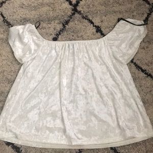 White off the shoulder velvet top